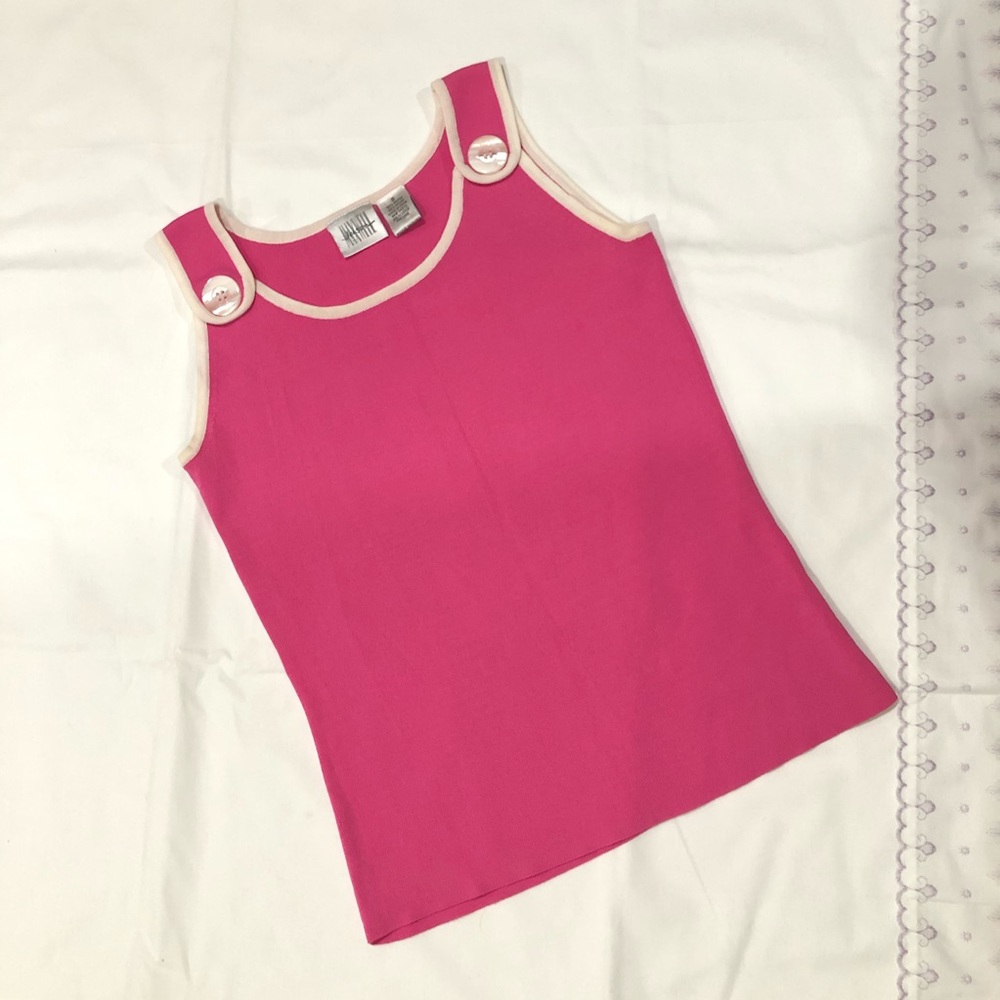 Jason Maxwell Pink Jersey Button Tank Top